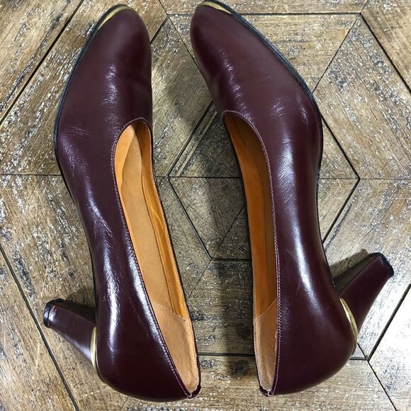 Vintage Etienne Aigner Oxblood Leather Pumps Size 7.5 Narrow - Picture 6 of 9